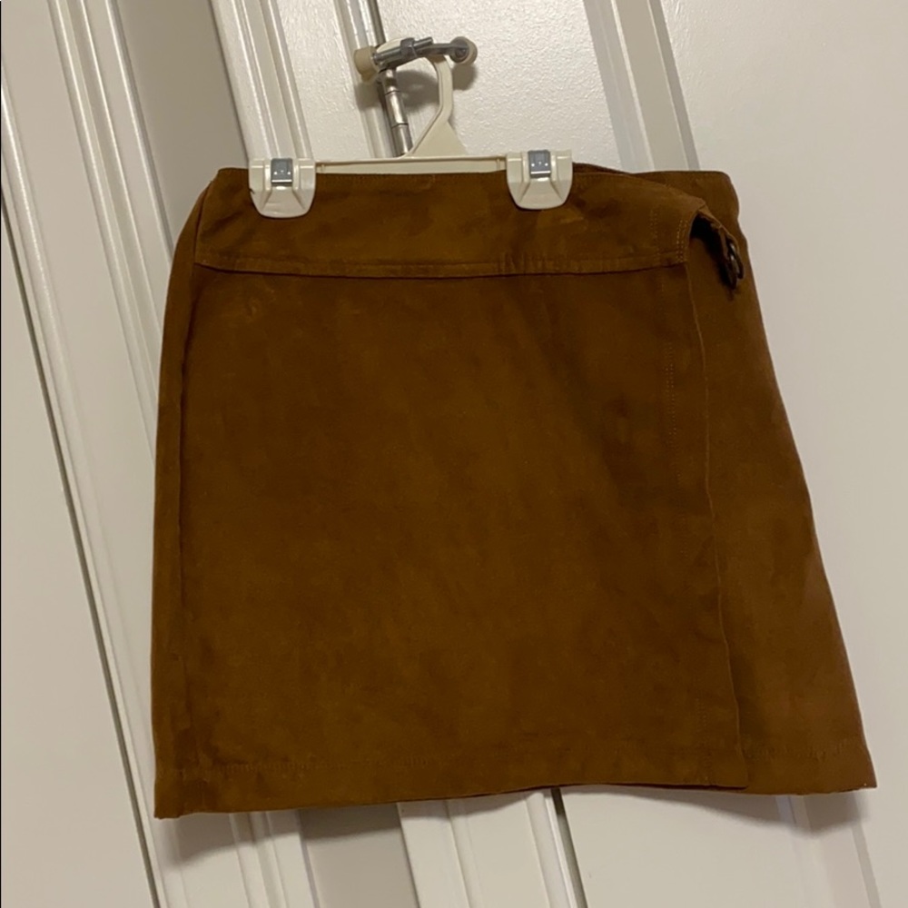 Camel suede skirt